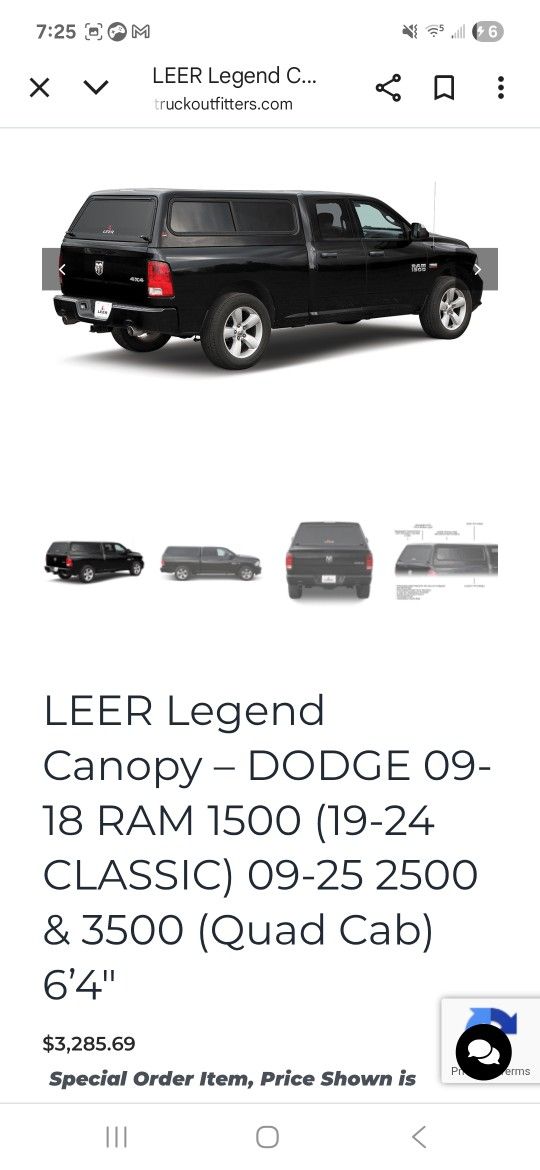 Leer Legend Canopy, Dodge 2018 Ram 1500 Quad Cab 6'4