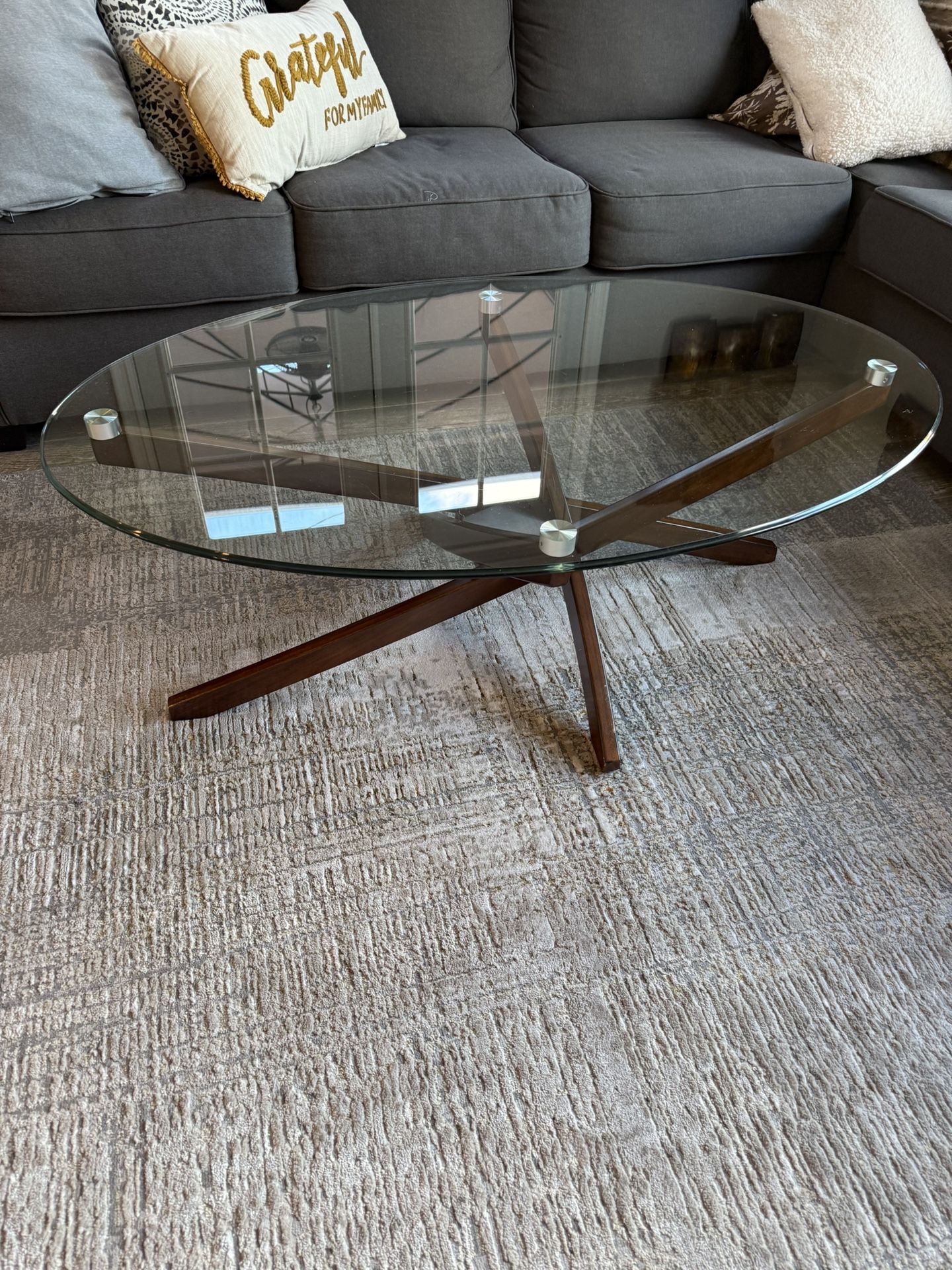 Glass And Wood Coffee Table, Side Table And Console