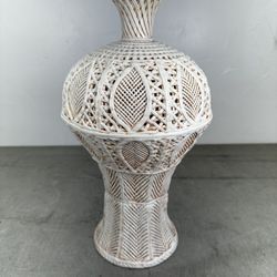 Antique Chinese Cizhou Ware White Glaze Porcelain Song Style Hollow Bottle Vase