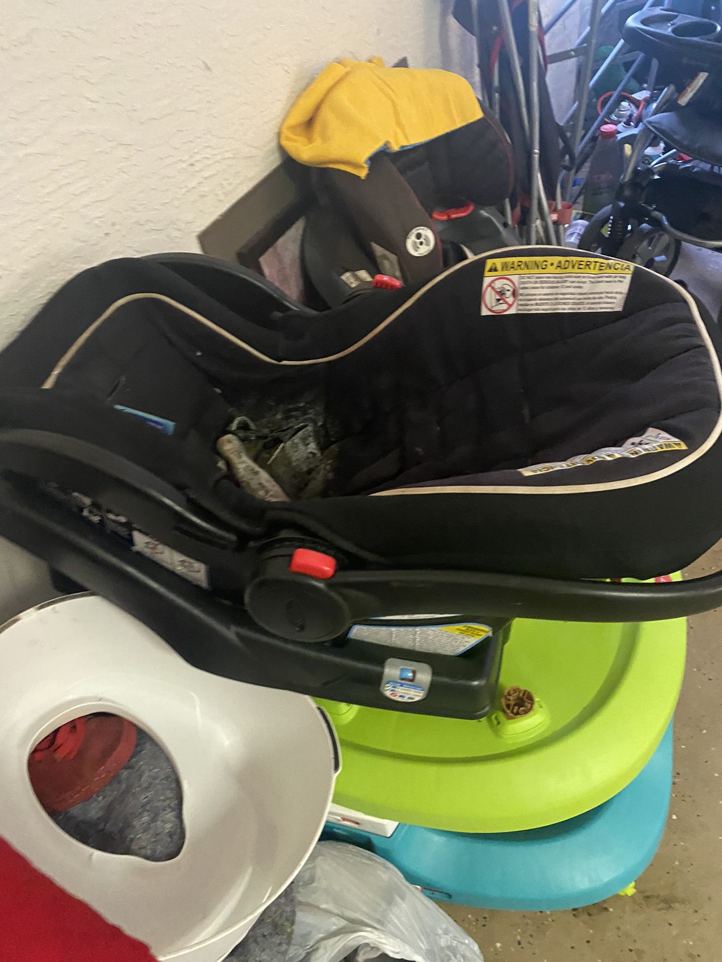 Baby Stuff Car seat, bouncer, walker,rocker, diaper genie and bath. 