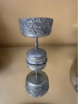 Silver metallic goblet.