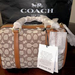 Coach Purse  Brown And White 