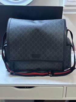 Authentic Gucci GG Supreme Diaper Bag in Black/Gray