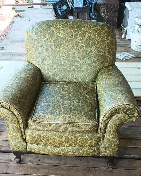 Antique Vinyl Covered Chair & matching Sofa