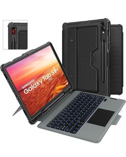 Combo Keyboard For Samsung Galaxy Tab S9+ Plus 12.4 Inch Case with Keyboard Detachable 7 Colors Backlit Multi-Touch Trackpad