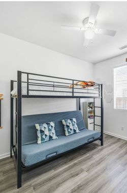 Twin Bed over Futon Bunk Bed -Sleeps 3