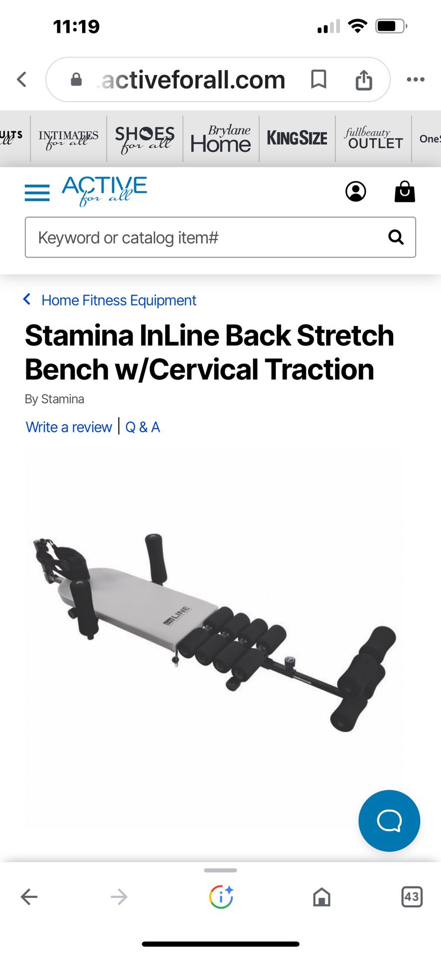 stamina inline back stretch bench w cervical tractions 
