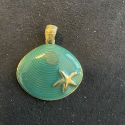 Painted Turquoise Medallion with Silver Starfish