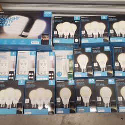 Merkury Smarthome Bulbs, Sensors, Outlets And Camera Floodlight