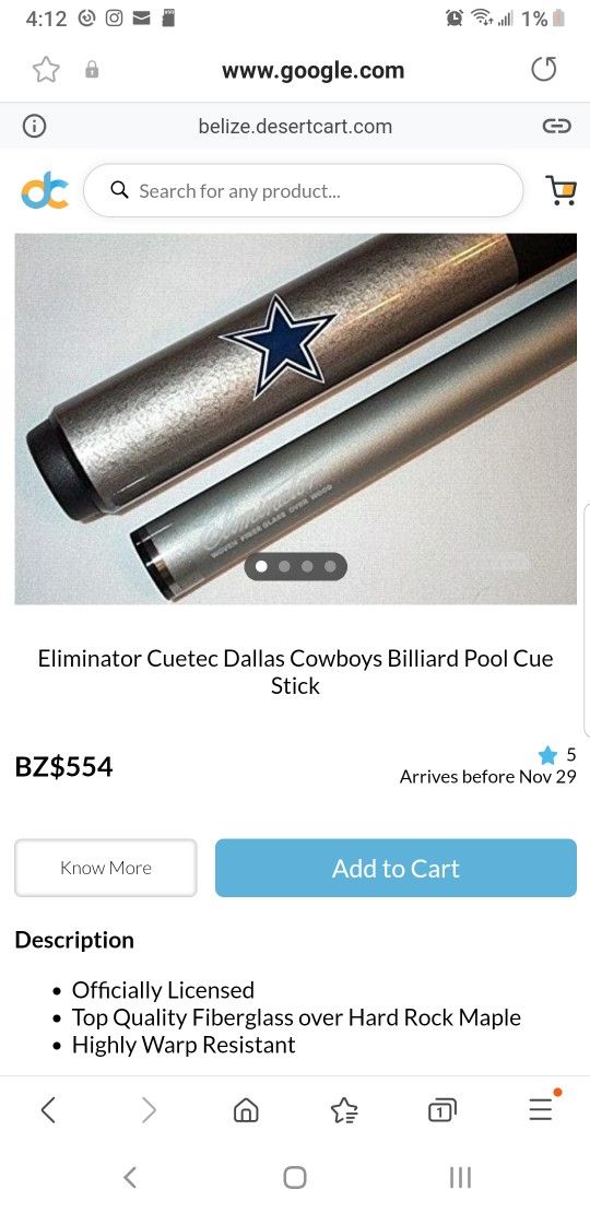 Cowboys Pool Cue Stick