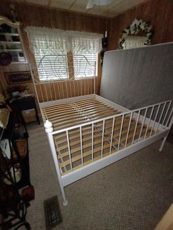 White Queen Iron Bed frame with Memory foam mattress