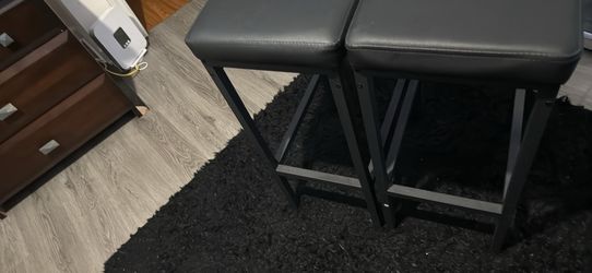 Rectangular 3-Piece Bistro Dining Set, Table & 2 Stools, Black w/ Dark Wood Top