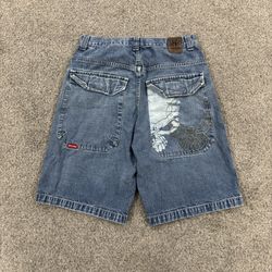 2000s grail Y2K baggy JNCO skull jorts Men’s Size 32