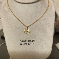 Chain & Love Heart Pendant -GP