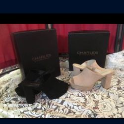 $50 a pair Women Size 7 Color: Black and Nude Charles David Microsuade 