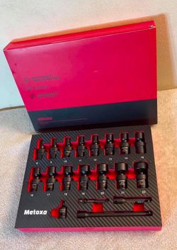Juego de 19 piezas de llaves de impacto flexibles con accionamiento de 3/8"