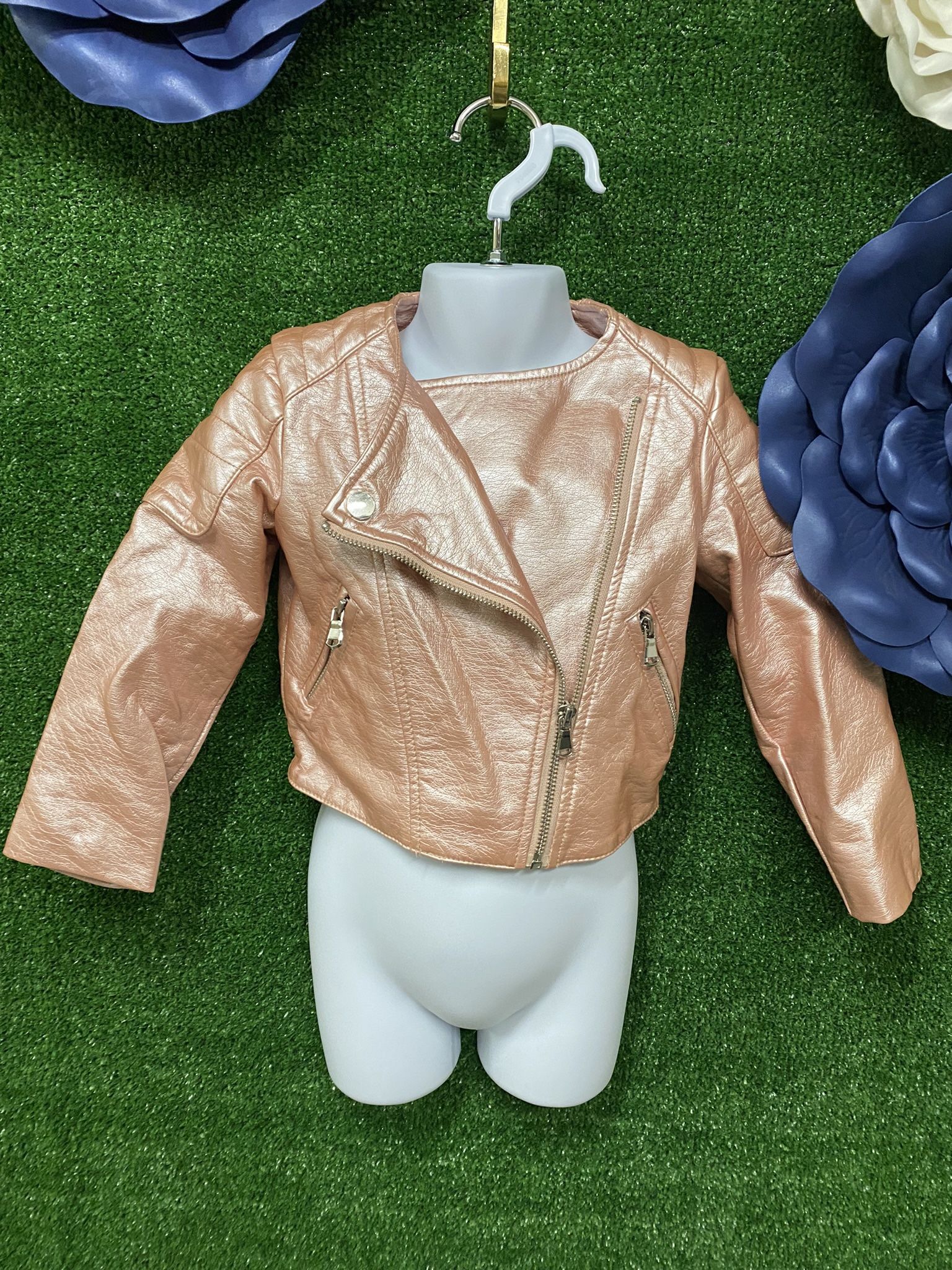 Me Jane Mini Pink Faux Leather Biker Jacket Size 3T Toddler