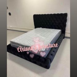 Queen Size Bed Frame With Pillow Top Mattress 