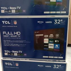 32" Screen Led Smart 4k By TCL With Roku Streaming.  Endless Entertainment 