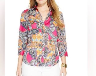 Lauren Ralph Lauren Pink Multi Paisley Button-Down Shirt