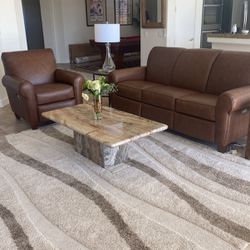 Leather Reclining Couch And Matching Chair 