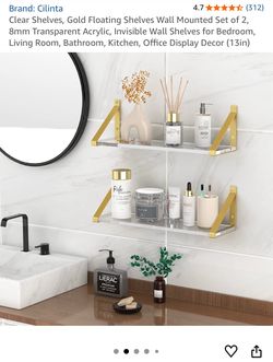 Glass with gold hardware shelves