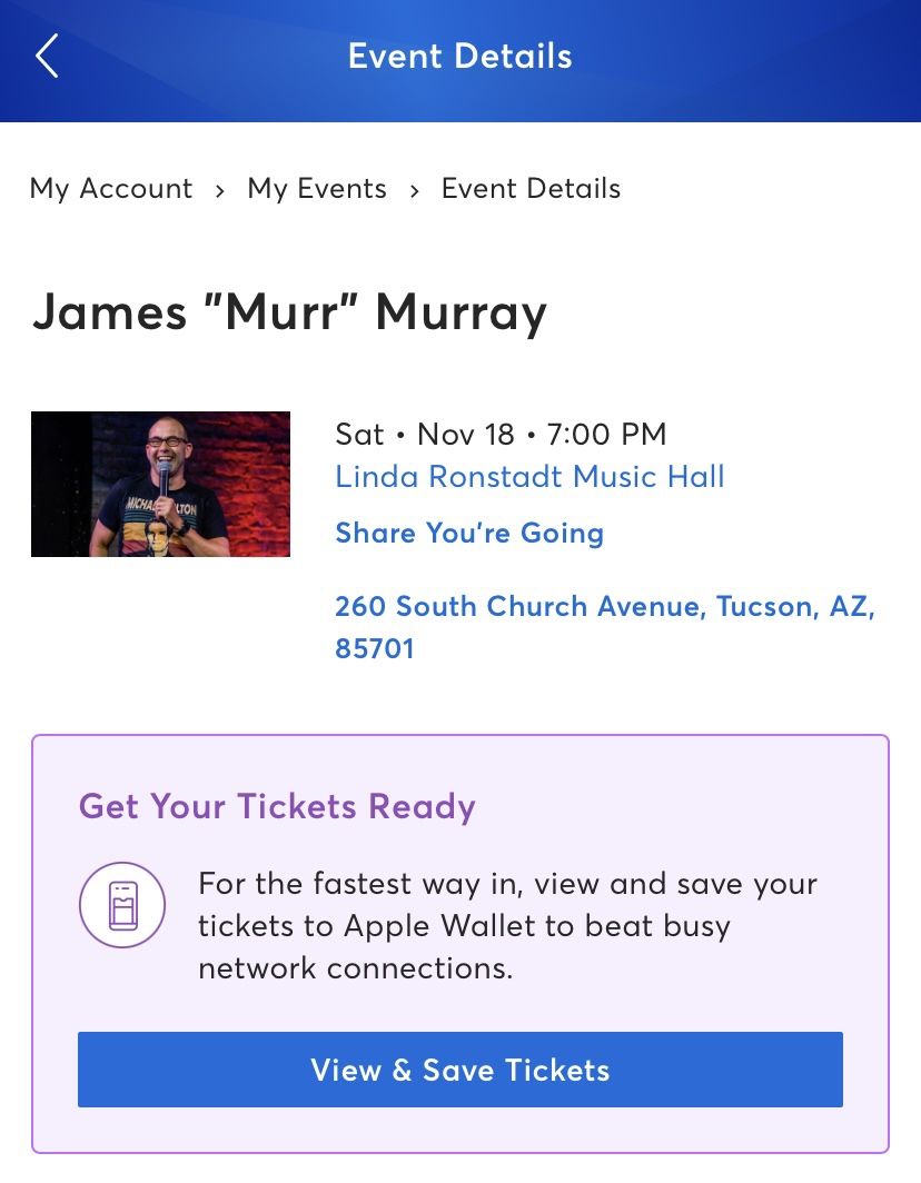 Two Tickets To James "Murr" Murray