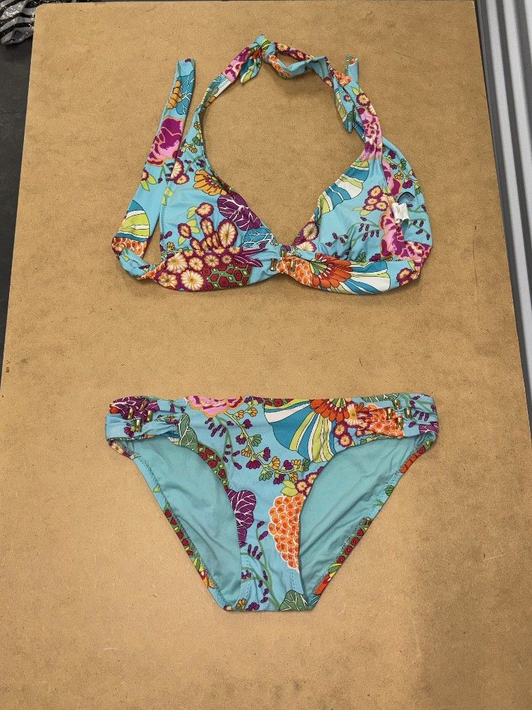 Women's Floral Halter Teal Bikini Size Small