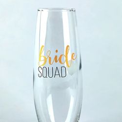 BRIDE SQUAD Glass Bridal Stemless Champagne Flute- 8ct