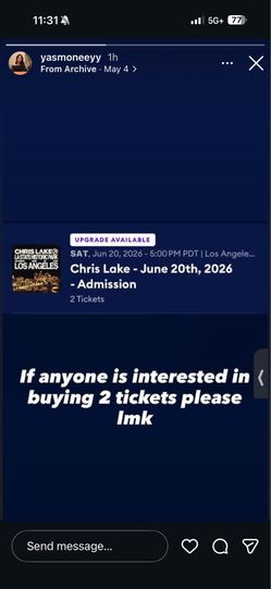 2 Chris lakes tickets