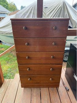 Wooden tall boy dresser