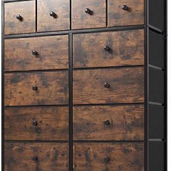 Dresser—-chest of drawers With 12 fabric bins