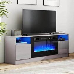 New 70" TV Stand Wood Table with Highlight Storage for TVs up to 80" (No FIREPLACE)