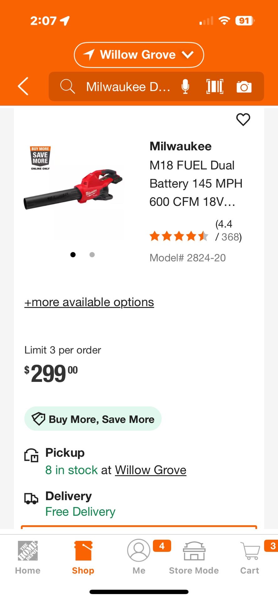 Milwaukee M-18 Fuel Dual Battery Blower