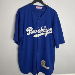 Brooklyn Dodgers Jackie Robinson Jersey Mens XL Blue Mitchell & Ness *FLAWS*