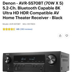 Denon AVR 5.2 Channel Receiver 