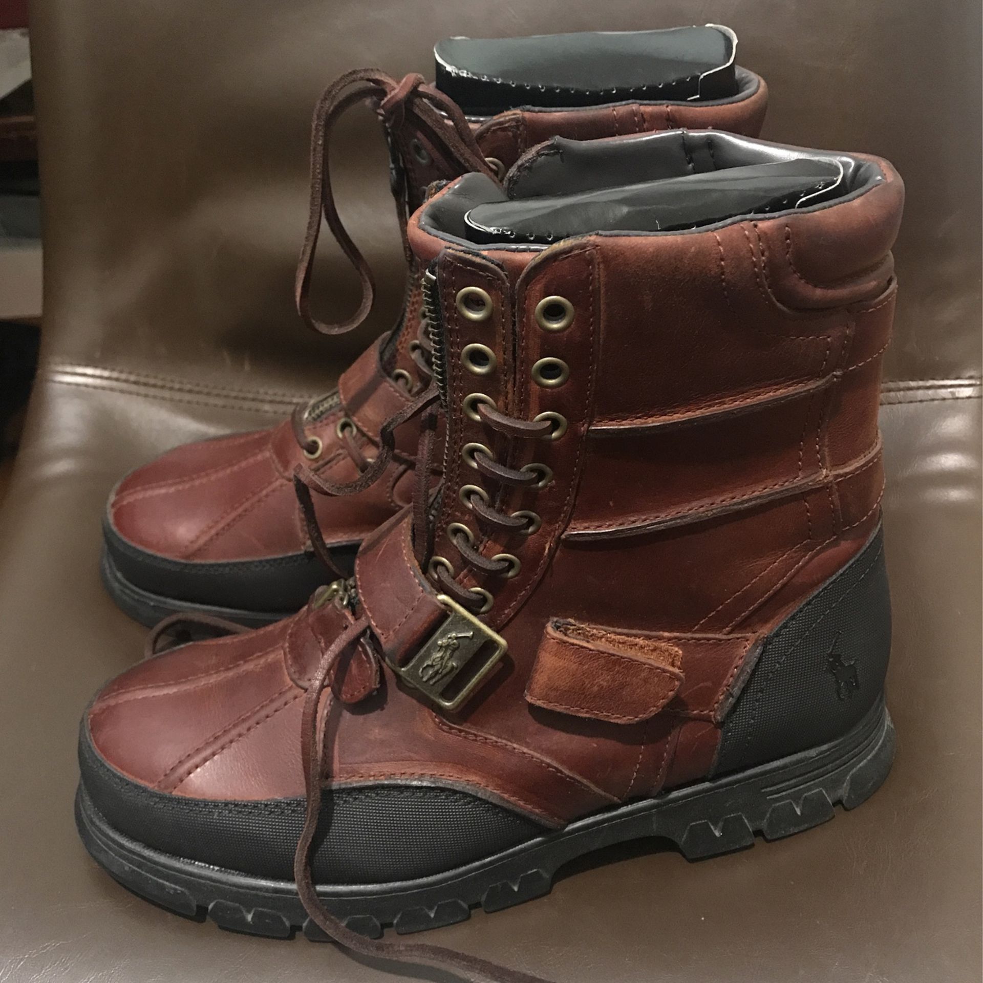 Polo By Ralph Lauren Burgundy Leather Boots Size 9
