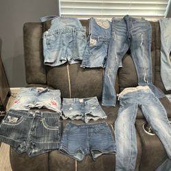 My daughter wore only once so like new .   Abercrombie kids, Levi’s and justice shorts , overall and pant bundle size girls 11/12 $70 OBO  