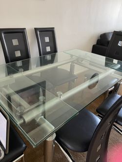 Dining table with the six chairs