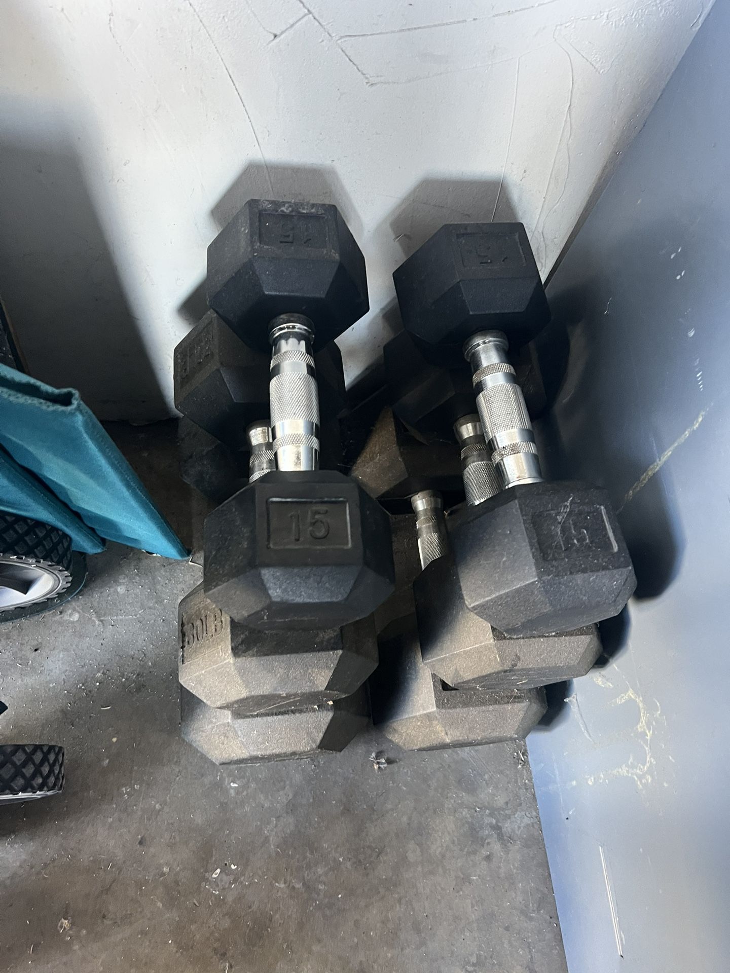 3 Sets Of Dumbbells Rubber Hex
