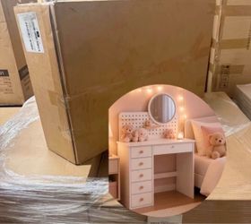 Vanity Desk with Mirror and Lights, Adjustable Color Lighting Bedroom Dresser