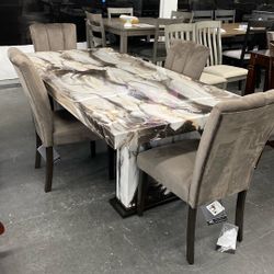 Ashley Faux Marble Swirl Dining Table New 5 Px Was $1399 Now $999 Can Deliver Can Finance. Can Add Chairs  Last One  Must Go