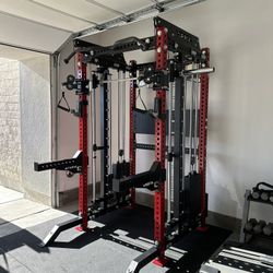 PRO SERIES Ultimate 3-1 Half Rack Functional Trainer w/Smith Machine Bar | 400lb Stack | Gym Equipment | Fitness | Commercial | Squat Rack  