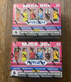 2021-22 Panini Prizm Premier League Soccer Trading Cards Mega Box SEALED