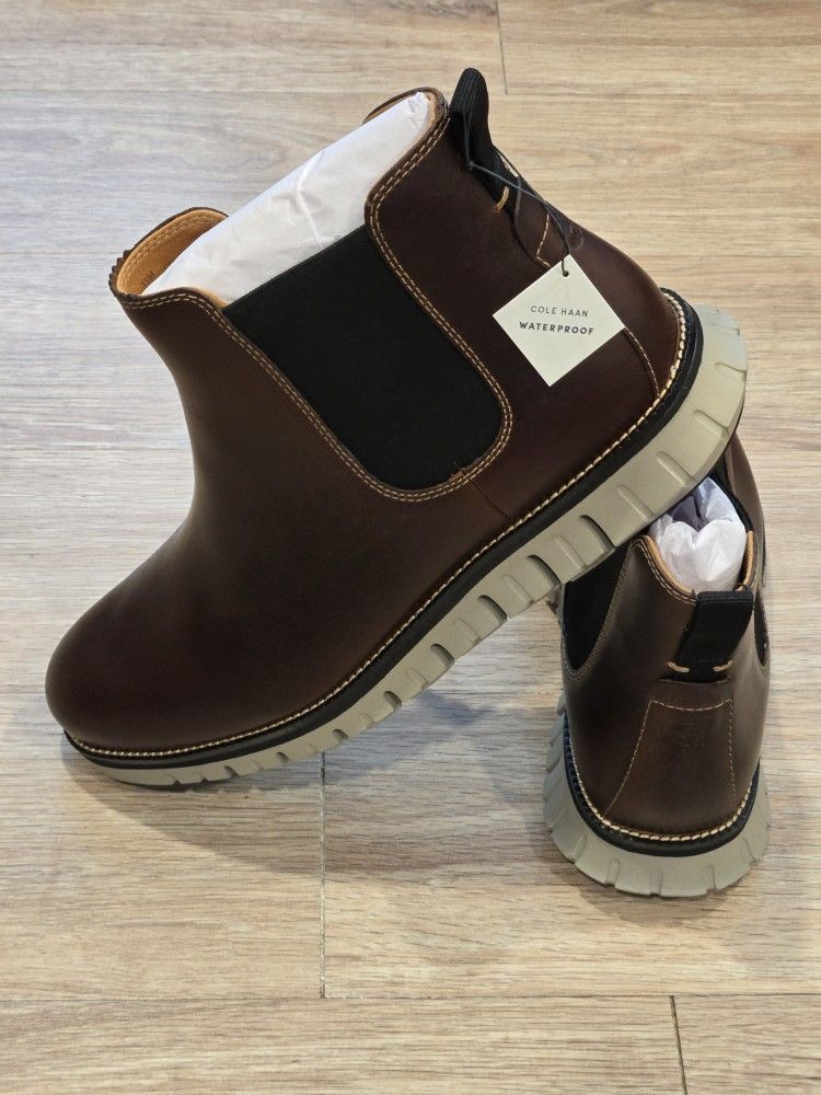 New Cole Haan Zerogrand Waterproof Bourbon Leather Boots Size 11