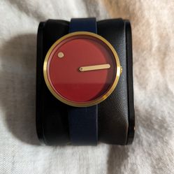 Picto - 34097-6714G - 34 mm / Cinnamon Red dial / Midnight Blue leather strap