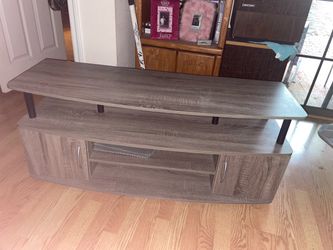 Gray Wood-Grain TV Stand with Storage