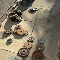 Selling 1 In,  Olympic Plates, And barbells  For Cheap