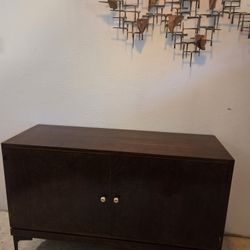 Mid Century Walnut Credenza With Burl Doors