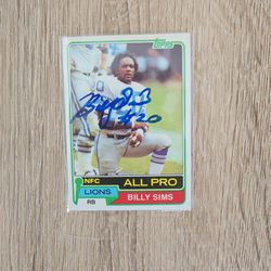 Billy Sims Signed Topps Card